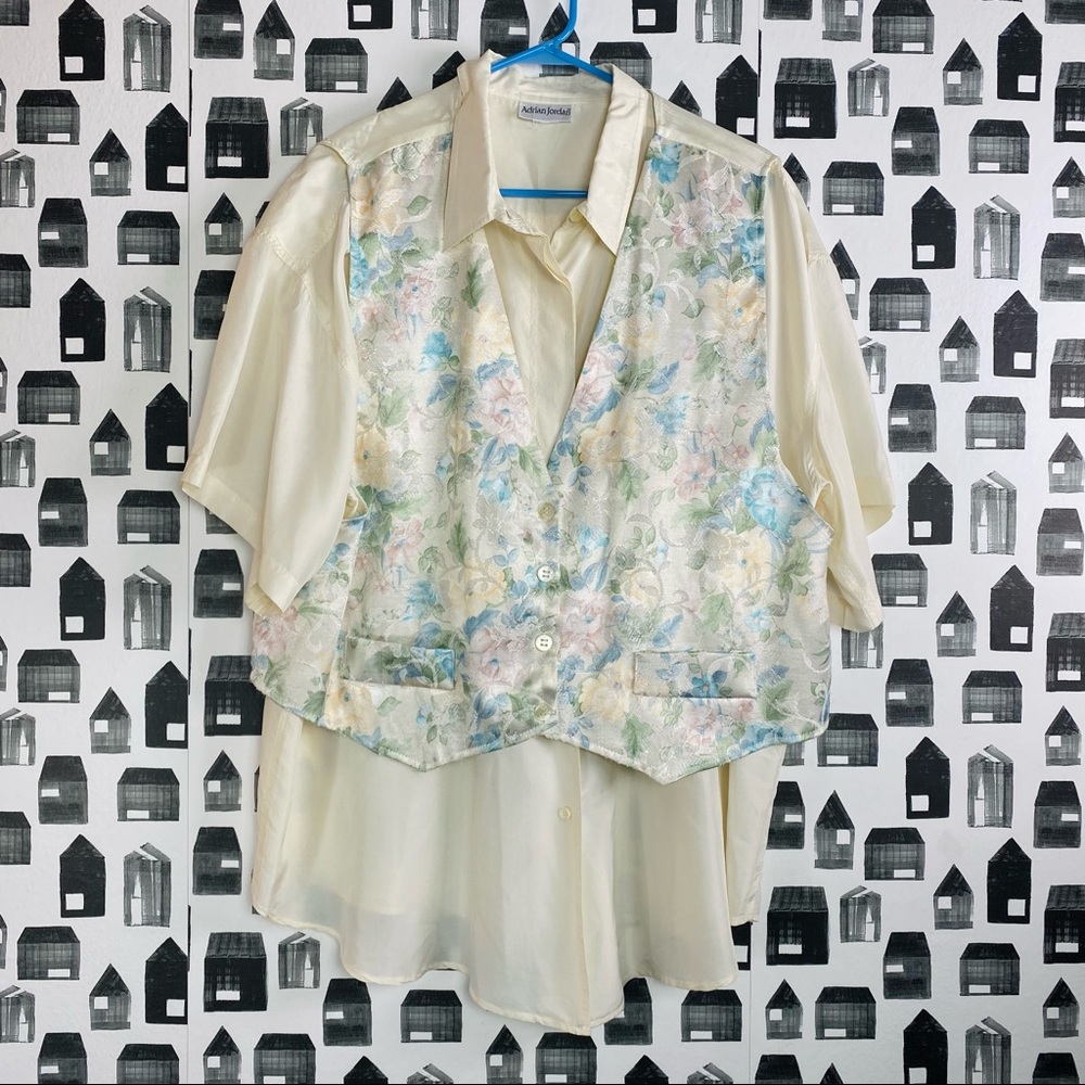 Adrian Jordan | Women’s Vintage Floral Vest Blouse